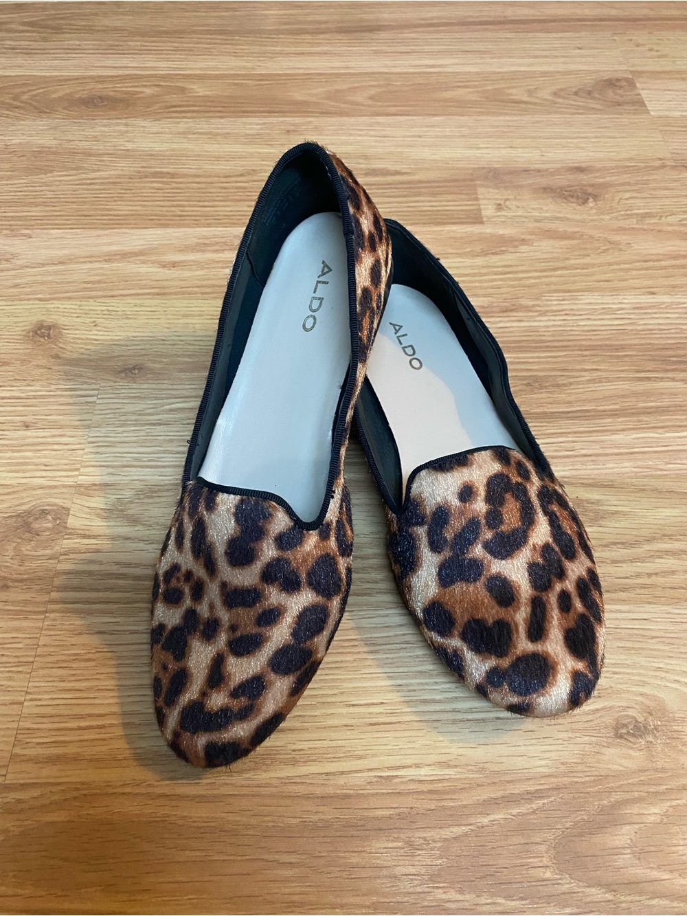 Aldo Leopard Print Slip-On Flats in Brown and Black